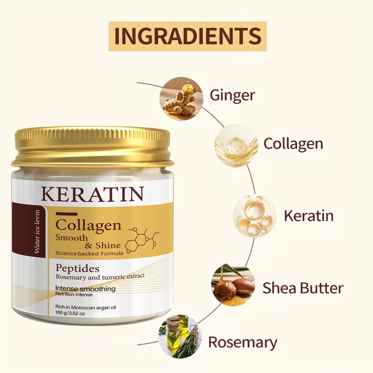 Keratin Collagen Hair Mask with Peptides & Rosemary